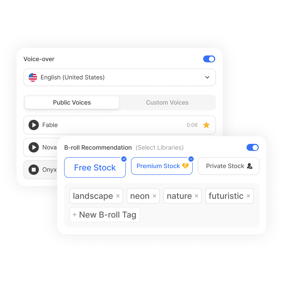 Customize AI instructions for pacing, voice, and music in your corporate announcement video